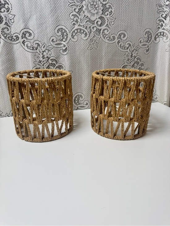 Other - Natural Jute Rope Lamp Shades - Set of 2. Boho style.